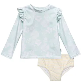 2-Piece Infant and Toddler Girls UPF 50  Tropical Rash Guard & Swim Bottoms Set