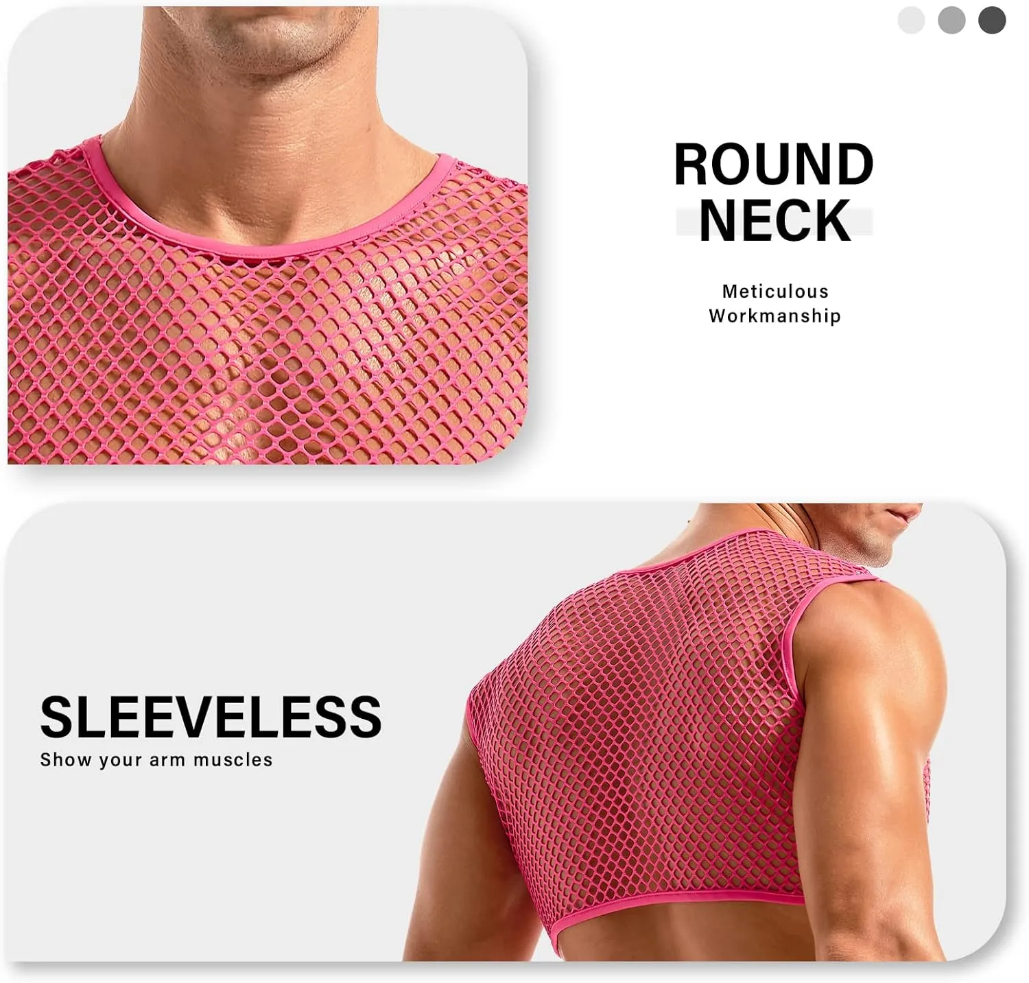 AMY COULEE Mens Fishnet Crop Top Sexy Mesh Tank Top See Through Sleeveless Undershirts Nightclub Party Vest