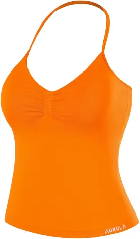 AUROLA Influence Longline Strappy Workout Halter Tops for Women,Removable Cups Padded Bras Impact Gym Yoga Sleeveless Top
