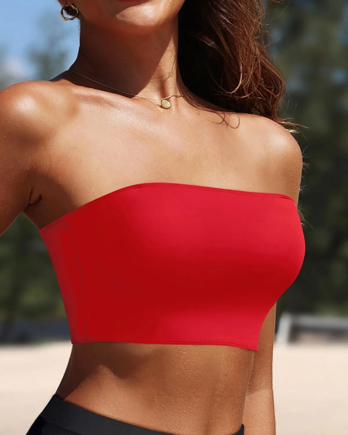 Bandeau Bikini Tops for Women - Strapless Swim Top Bathing Suit Tube Swimsuit Tops