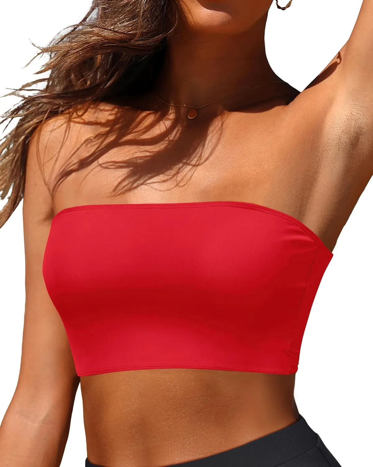 Bandeau Bikini Tops for Women - Strapless Swim Top Bathing Suit Tube Swimsuit Tops