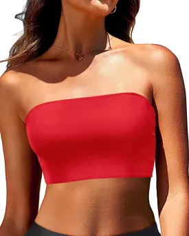 Bandeau Bikini Tops for Women - Strapless Swim Top Bathing Suit Tube Swimsuit Tops