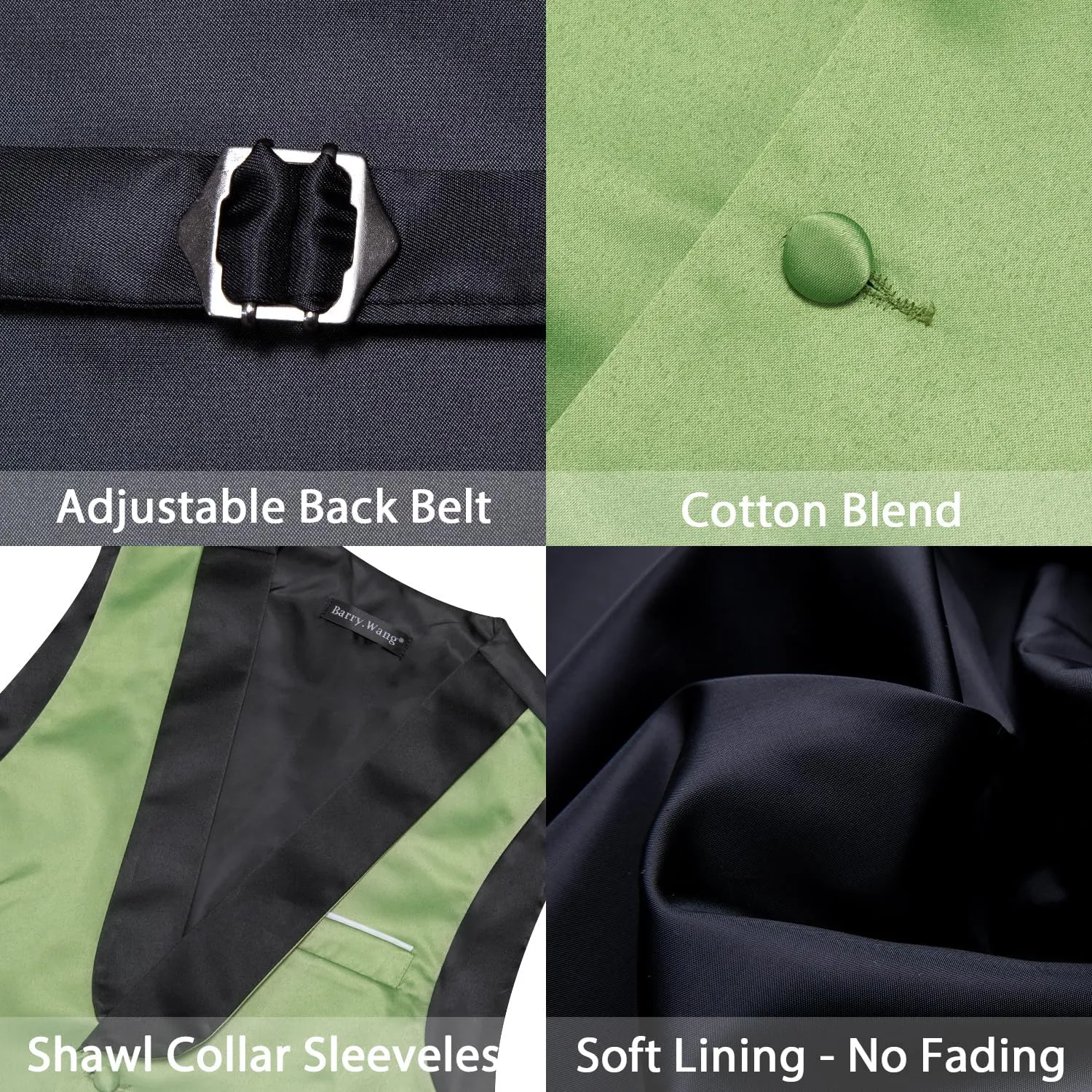 Barry.Wang Mens Formal Suit Vest Casual Business Waistcoat Tie Bowtie Set Shawl Collar Slim Fit Vest Wedding Party