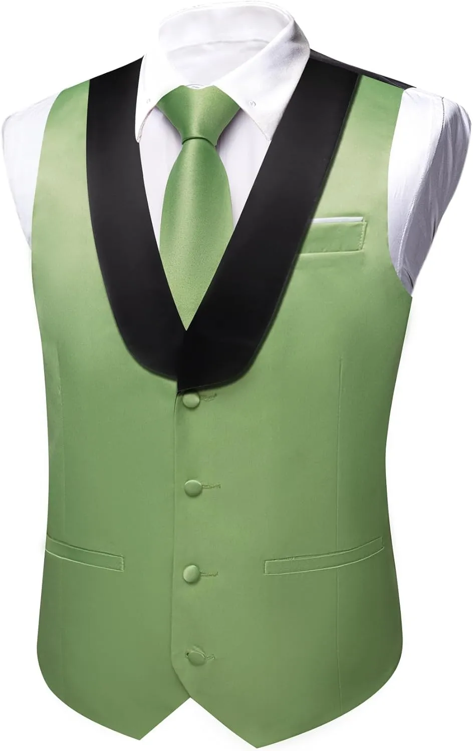 Barry.Wang Mens Formal Suit Vest Casual Business Waistcoat Tie Bowtie Set Shawl Collar Slim Fit Vest Wedding Party