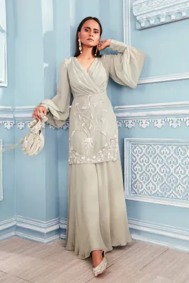 Bathrobe full sleeves shirt and palazzo set