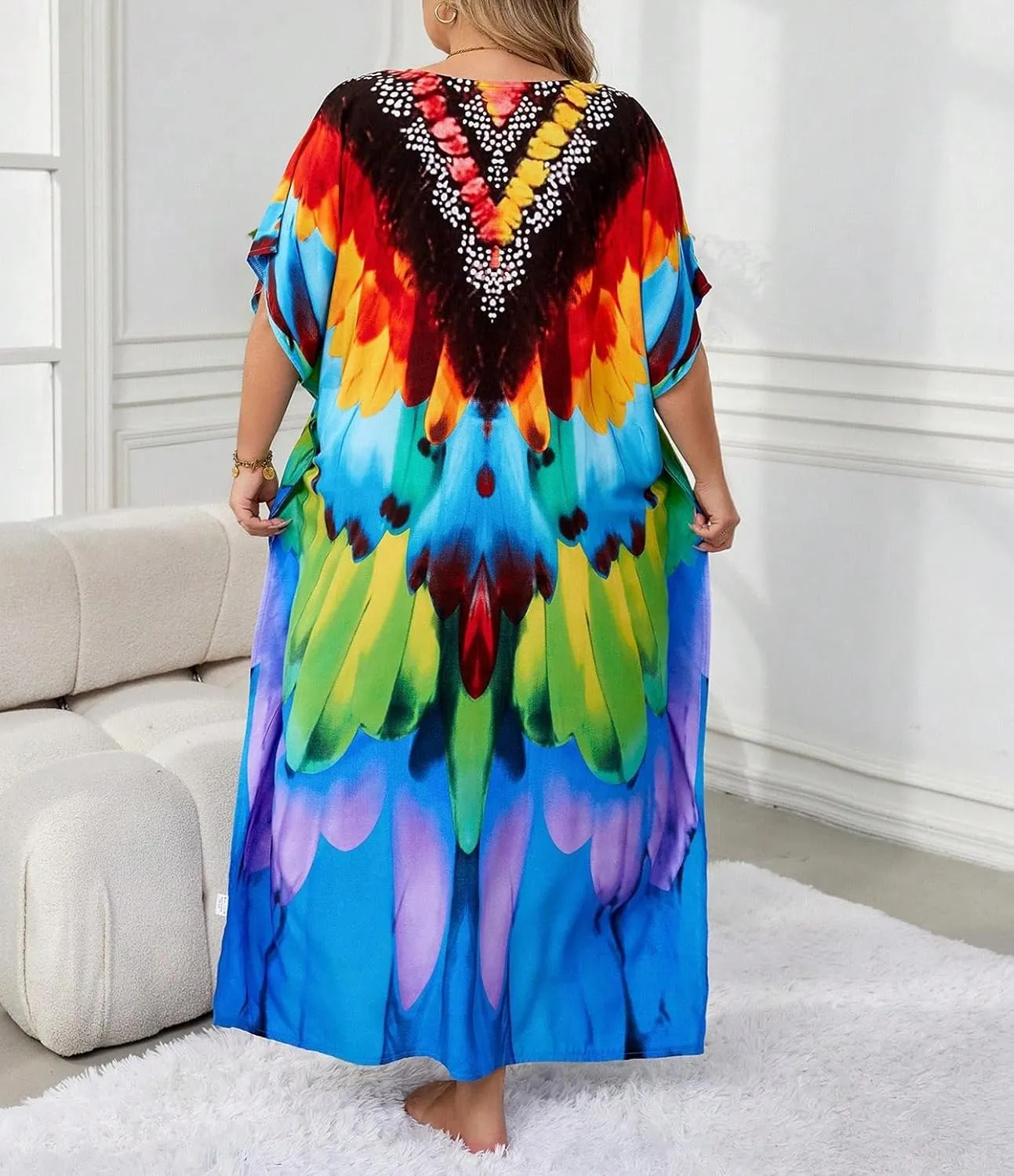 BeadChica Kaftan Dresses for Women Plus Size Summer Beach Dress with Print and Swim Cover Ups
