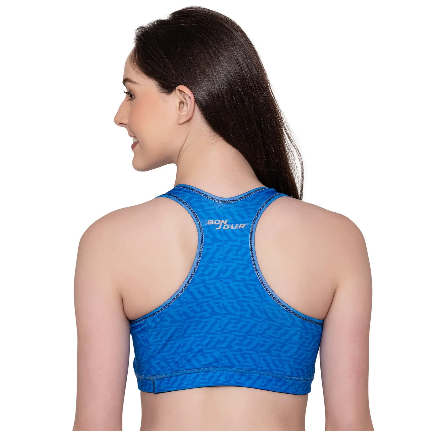 Blue Full Coverage Wirefree Padded Sports Bra
