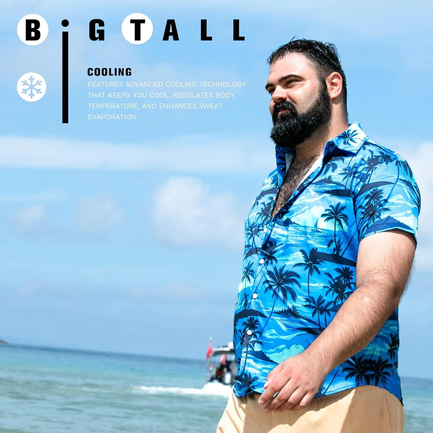 BRISIRA Big and Tall Hawaiian Shirts for Men Button Down Short Sleeves Shirts Beach Tropical Aloha Shirt with Pocket LT-6XLT