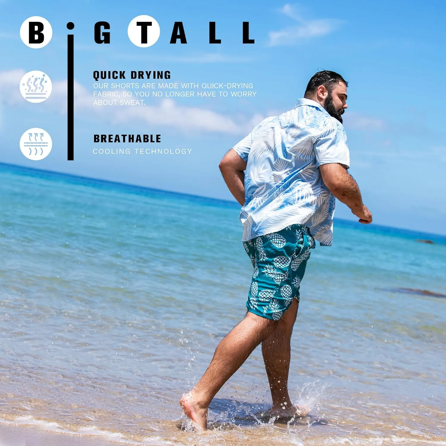 BRISIRA Big and Tall Hawaiian Shirts for Men Button Down Short Sleeves Shirts Beach Tropical Aloha Shirt with Pocket LT-6XLT