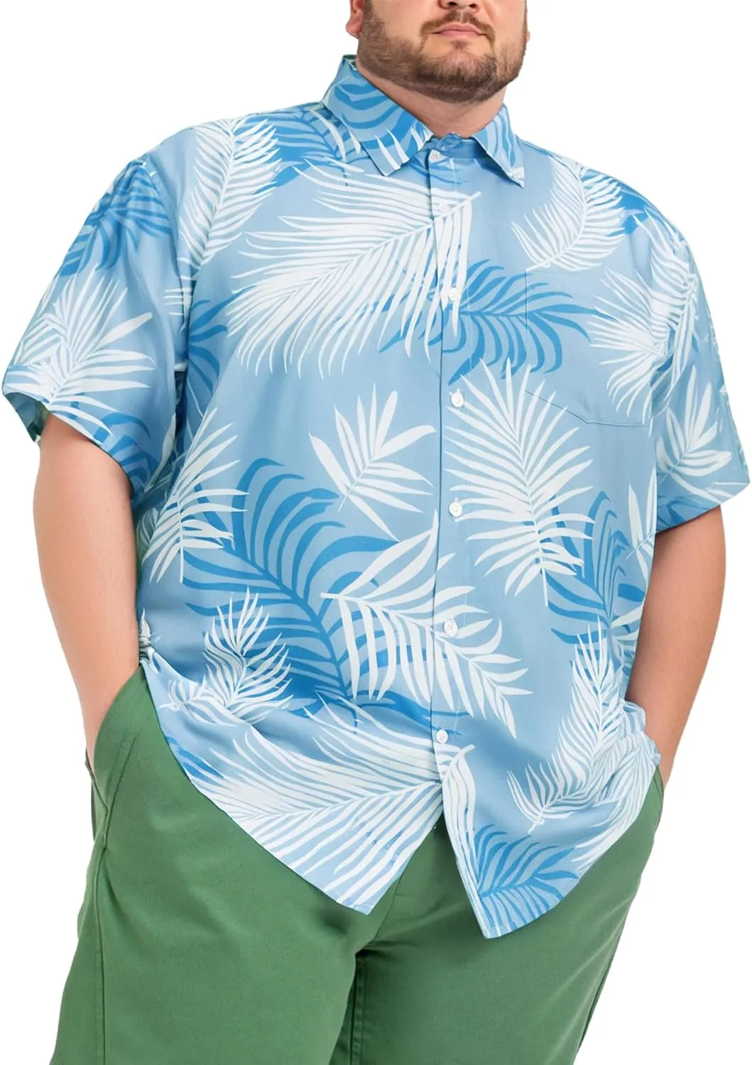 BRISIRA Big and Tall Hawaiian Shirts for Men Button Down Short Sleeves Shirts Beach Tropical Aloha Shirt with Pocket LT-6XLT