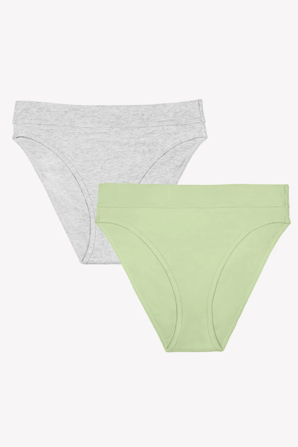 Comfort Cotton High-Waisted  Brief  Panty 2 Pack | Glass Green/Heather Grey