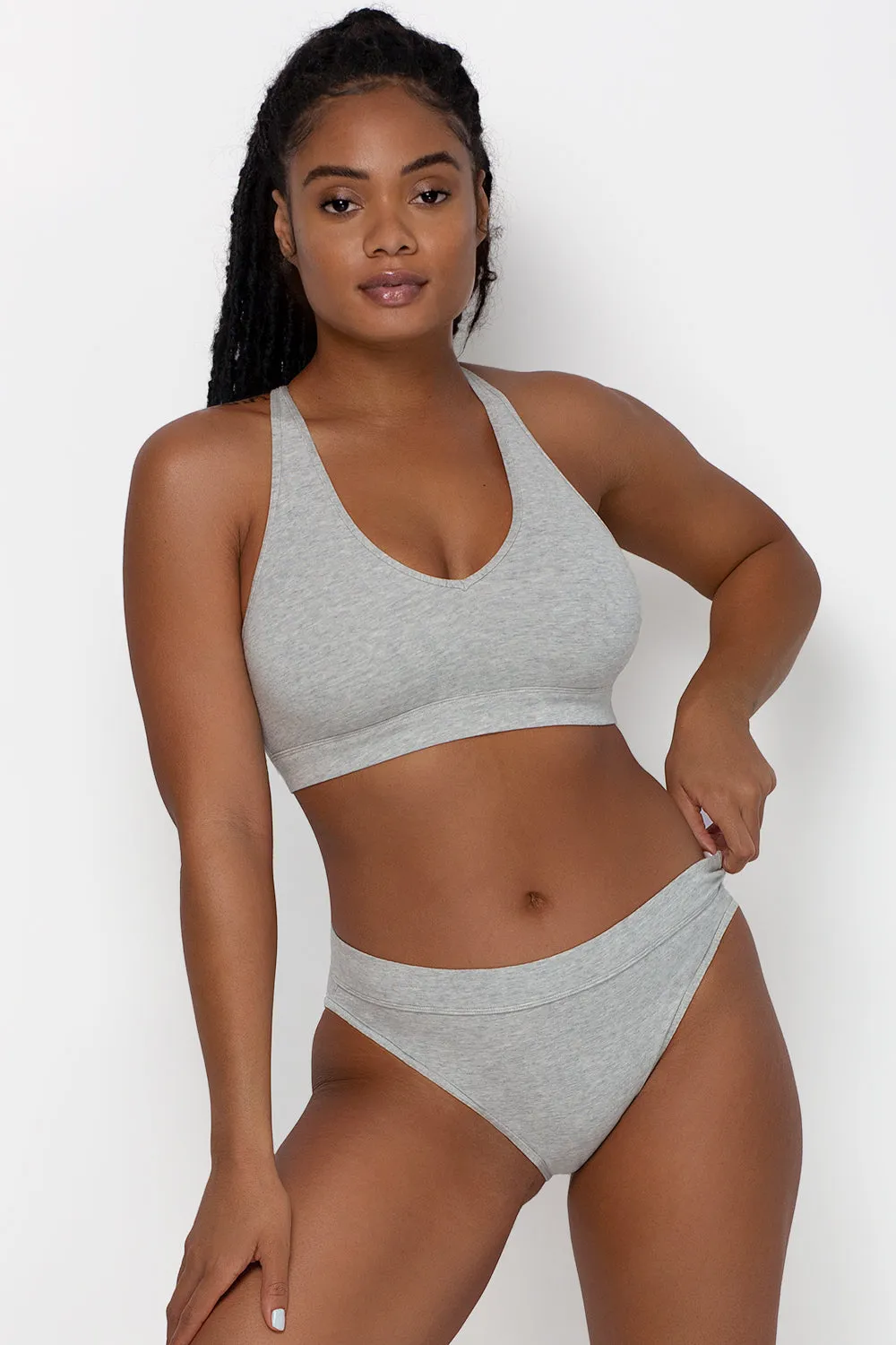 Comfort Cotton High-Waisted  Brief  Panty 2 Pack | Navy Highlight/Grey Heather