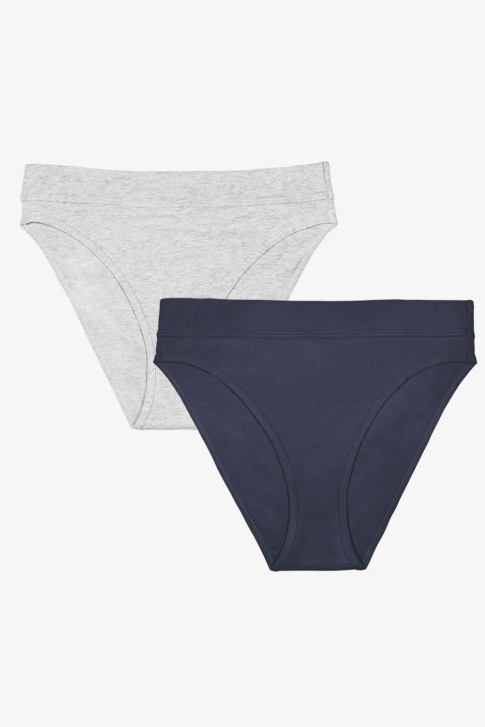 Comfort Cotton High-Waisted  Brief  Panty 2 Pack | Navy Highlight/Grey Heather