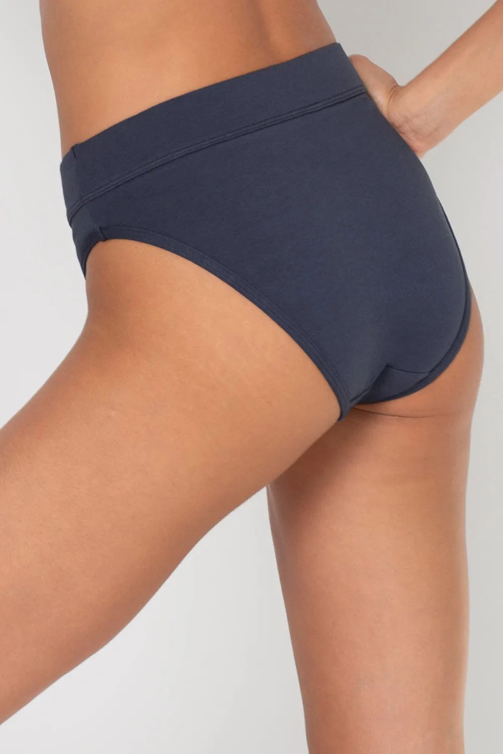 Comfort Cotton High-Waisted  Brief  Panty 2 Pack | Navy Highlight/Grey Heather