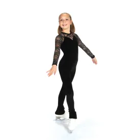 Competition Figure Skating Black Glitter Lace 1-Piece