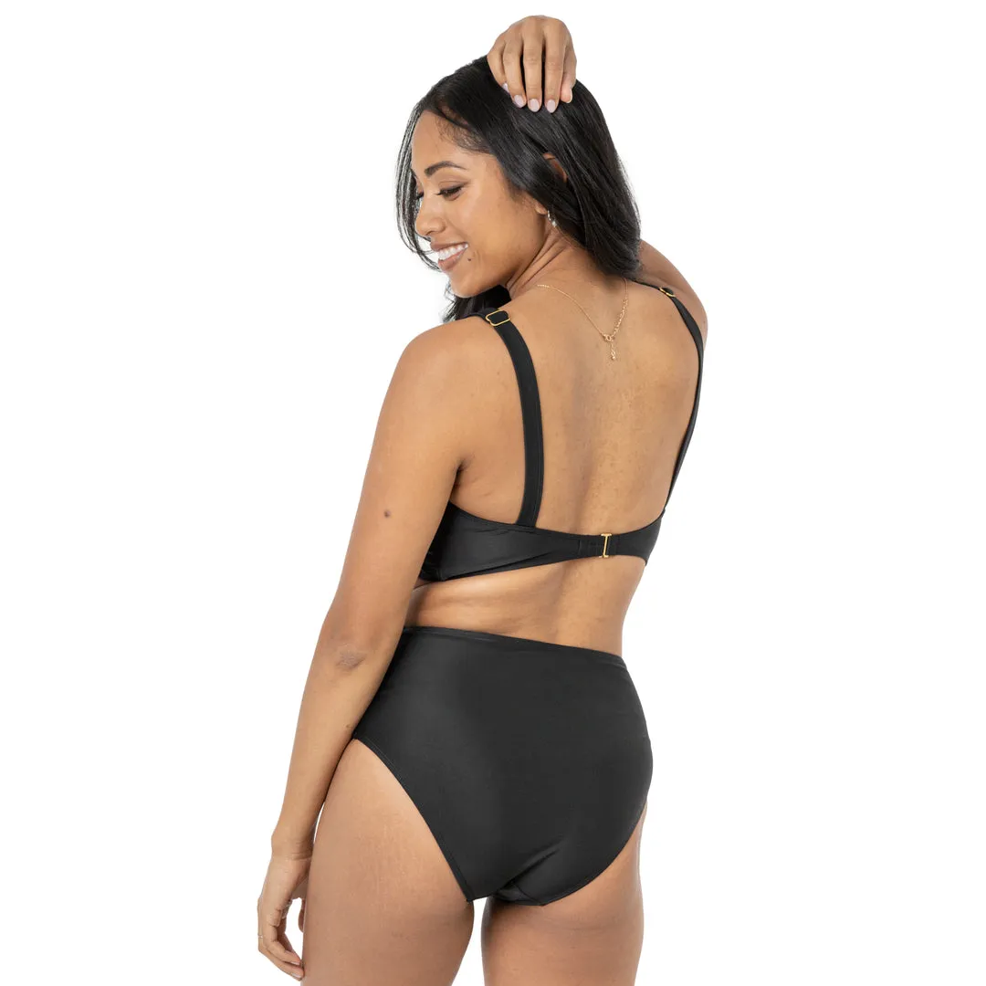 Crossover Maternity & Nursing Bikini Top | Black