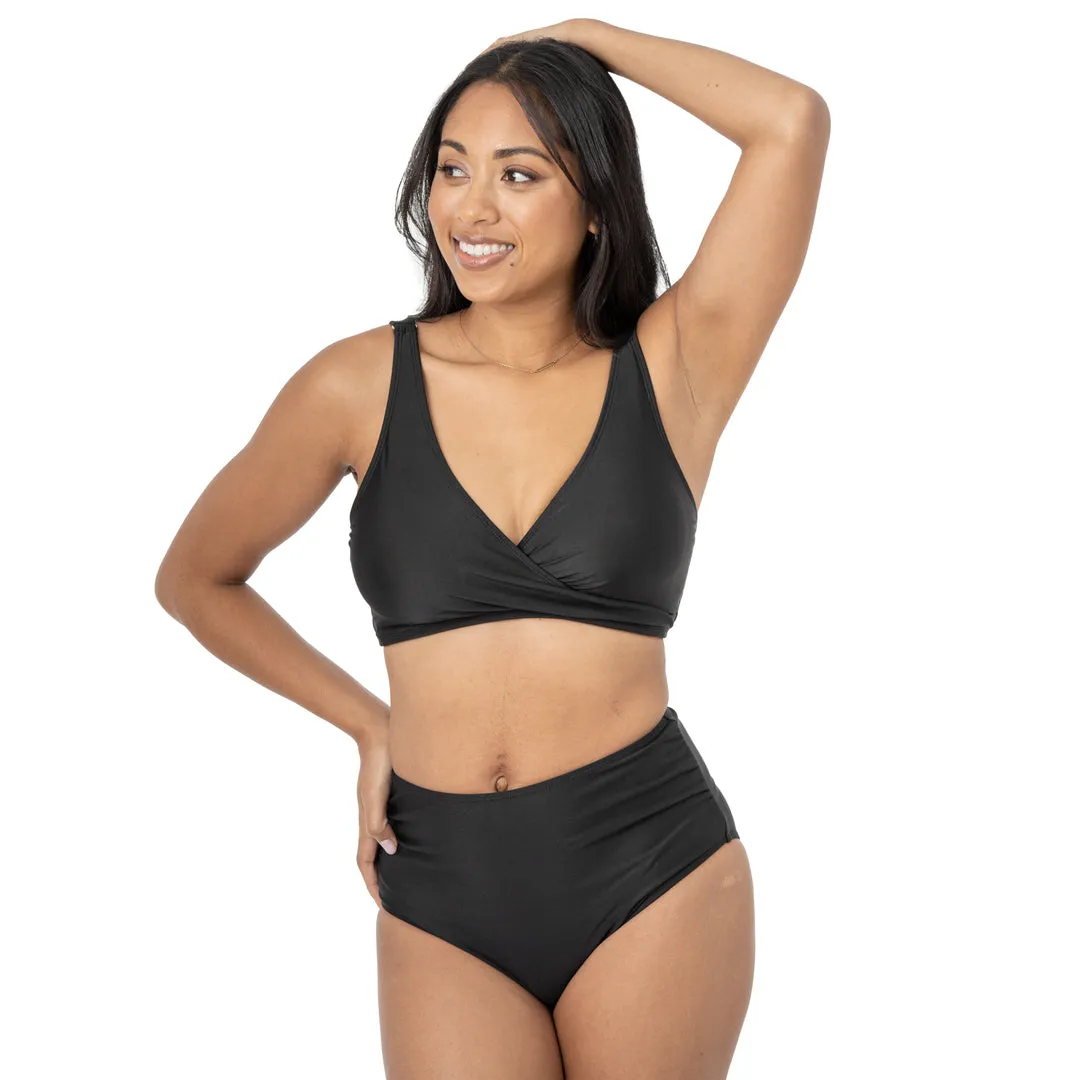 Crossover Maternity & Nursing Bikini Top | Black