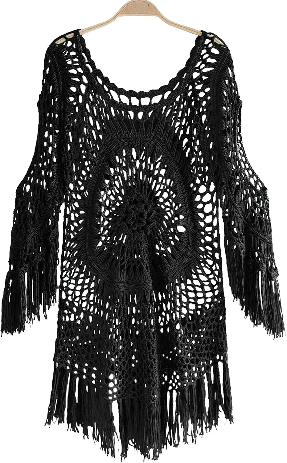 CUPSHE Womens Cover Up Crochet Poncho Swimsuit Tassel Dresses Hollow Out S-XXL 2025