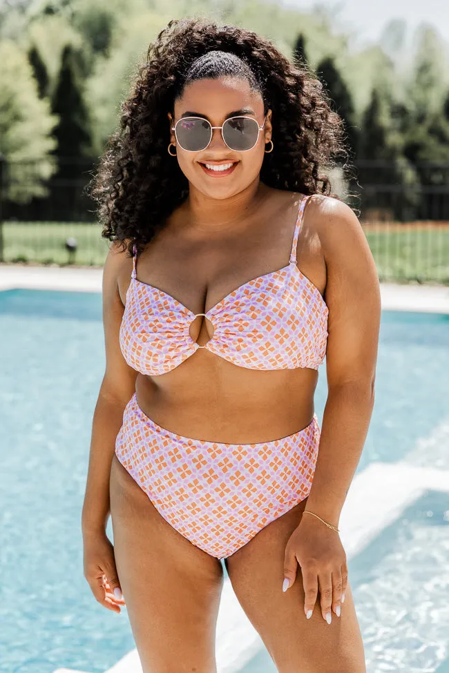 Diamond Girl Printed Ring Link Bikini Top FINAL SALE