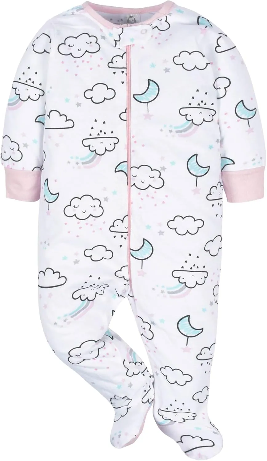 Gerber Baby Girls' 4 Pack Sleep 'N Play Footie