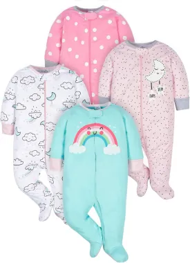 Gerber Baby Girls' 4 Pack Sleep 'N Play Footie