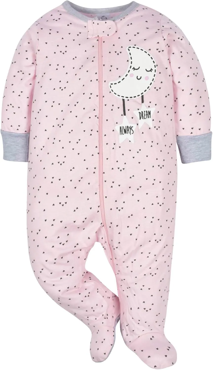 Gerber Baby Girls' 4 Pack Sleep 'N Play Footie