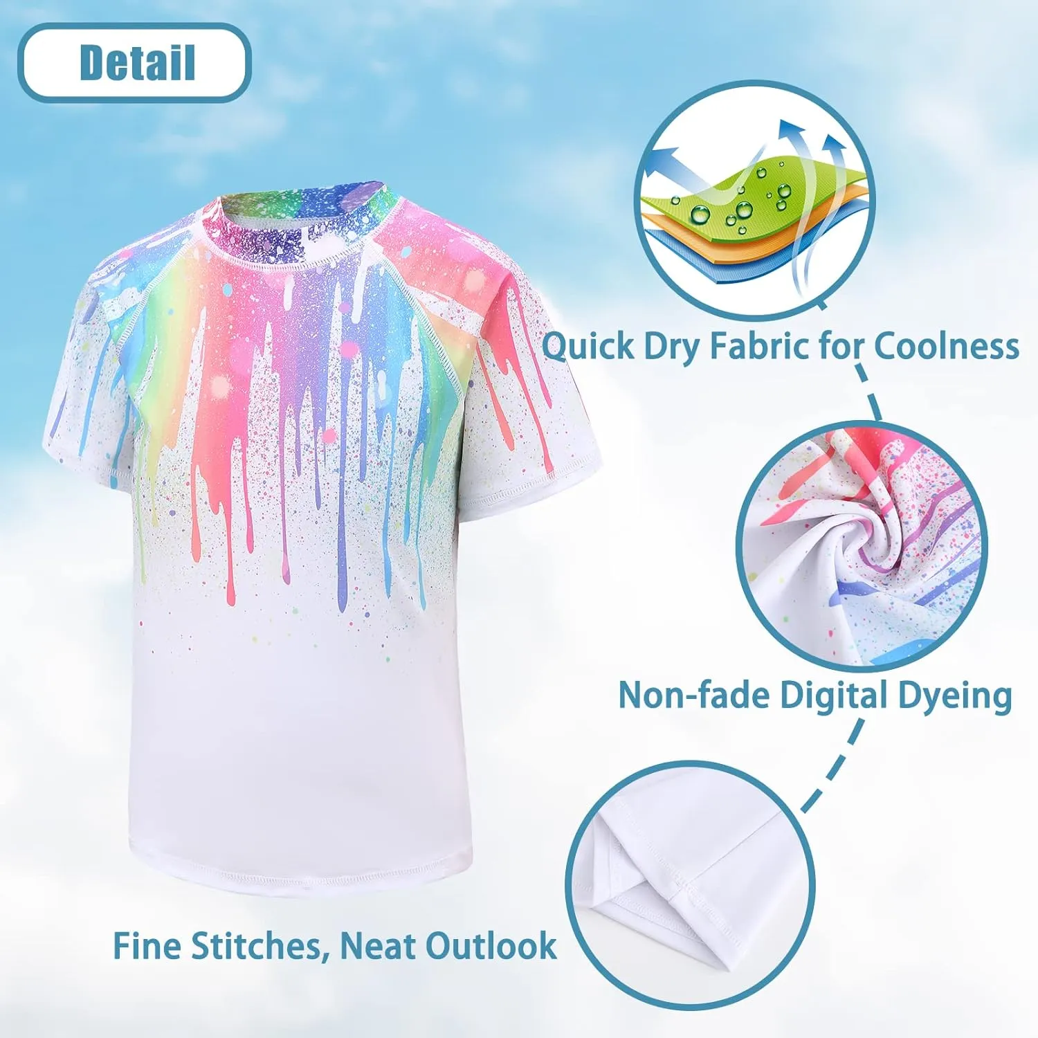 Girls Short Sleeve Swim Shirt for Kids Girls Rash Guard Swimsuits with UPF 50  Sun Protection Swim Top 3-16 Years