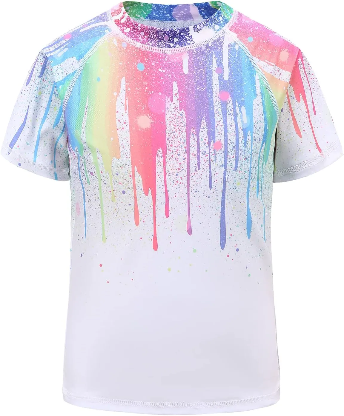 Girls Short Sleeve Swim Shirt for Kids Girls Rash Guard Swimsuits with UPF 50  Sun Protection Swim Top 3-16 Years