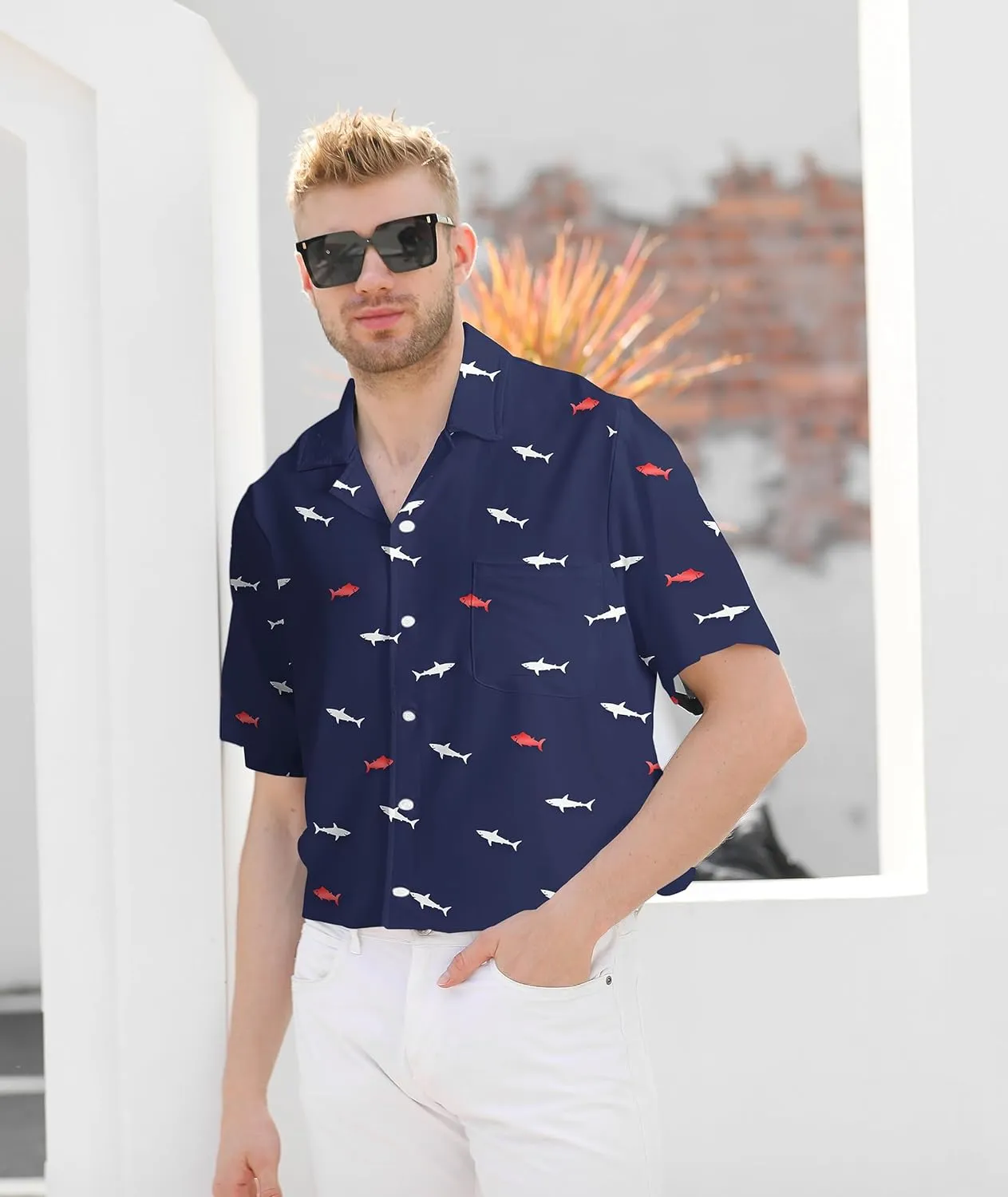 Hawaiian Shirt for Men Casual Button Down Shirt Short Sleeve Aloha Beach Shirt Party Shirt
