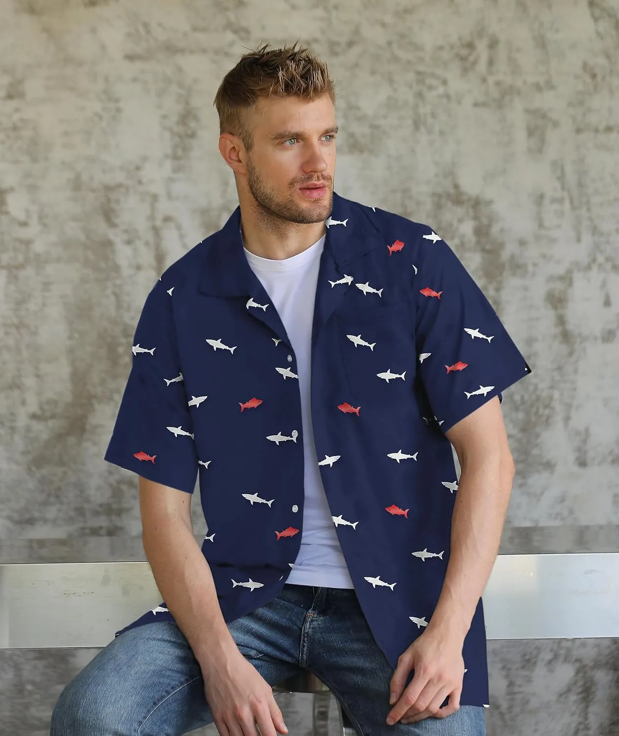 Hawaiian Shirt for Men Casual Button Down Shirt Short Sleeve Aloha Beach Shirt Party Shirt