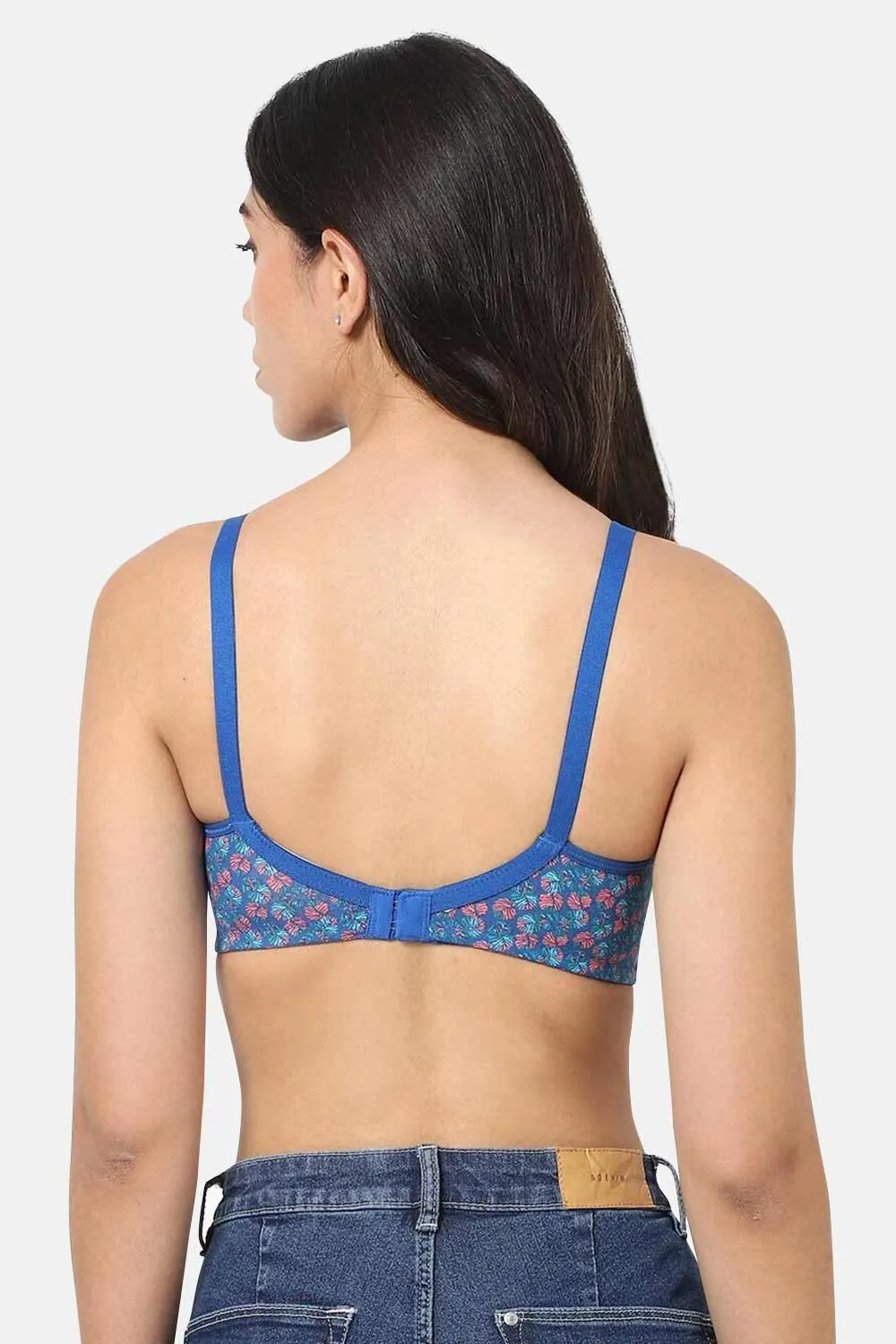 High Coverage Cotton Blend Non-Padded Non-Wired Intimacy T-Shirt Saree Bra - ES02 - Blue Shade