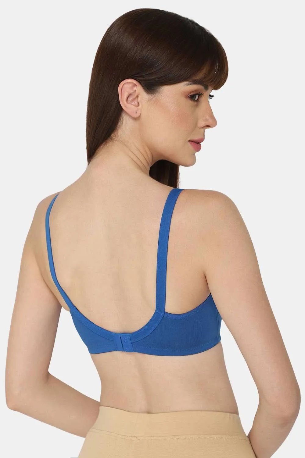 High Coverage Cotton Blend Non-Padded Non-Wired Intimacy T-Shirt Saree Bra - ES02 - Blue Shade
