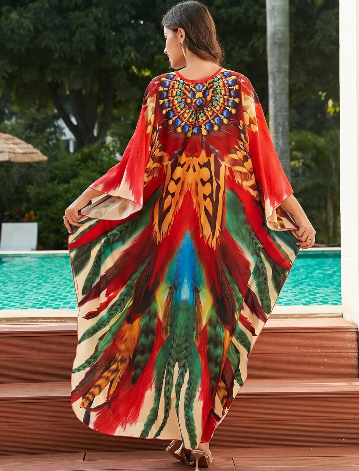 Kaftan Dresses for Women Plus Size Caftans Loungewear Swimsuit Coverup Butterfly Maxi Beach Dress Lightweight Muumuu