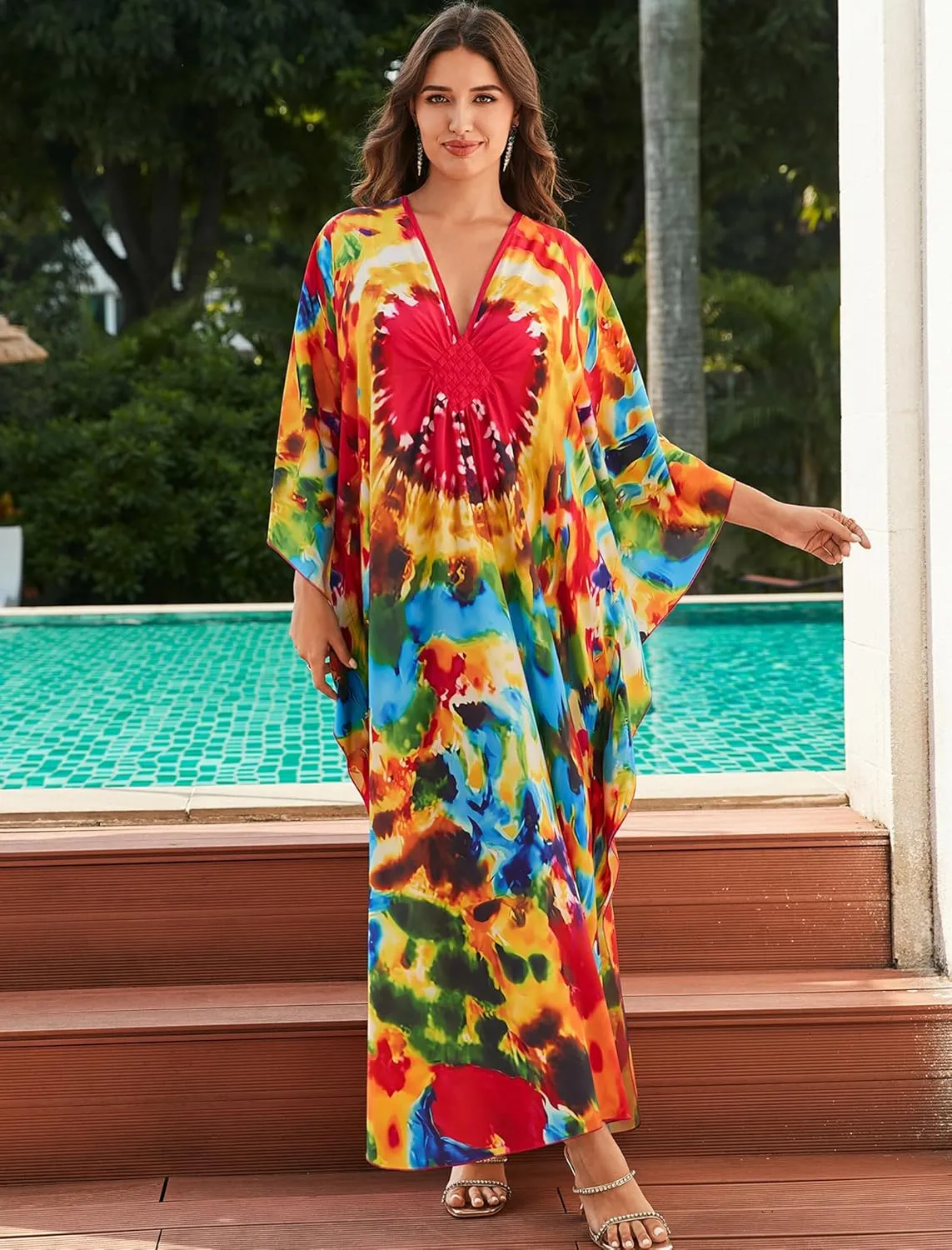 Kaftan Dresses for Women Plus Size Caftans Loungewear Swimsuit Coverup Butterfly Maxi Beach Dress Lightweight Muumuu