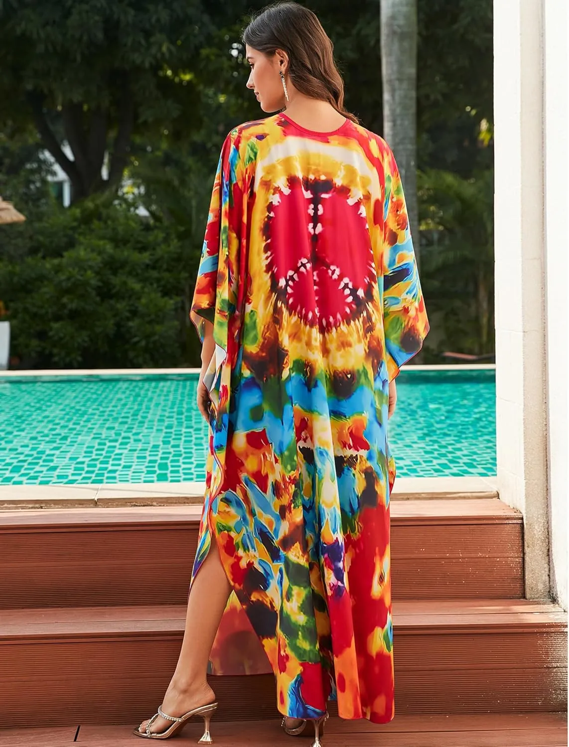 Kaftan Dresses for Women Plus Size Caftans Loungewear Swimsuit Coverup Butterfly Maxi Beach Dress Lightweight Muumuu