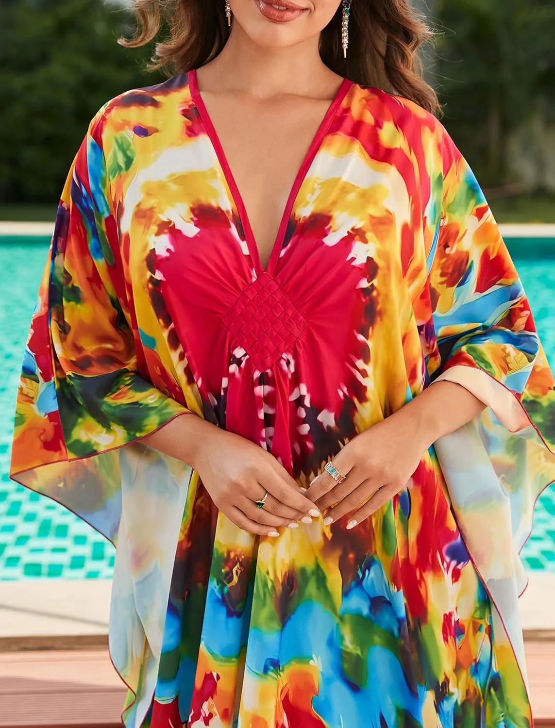 Kaftan Dresses for Women Plus Size Caftans Loungewear Swimsuit Coverup Butterfly Maxi Beach Dress Lightweight Muumuu