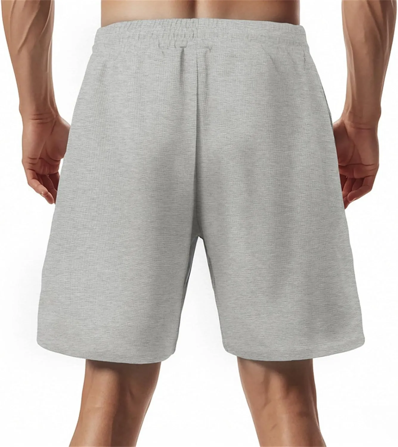 Mens Casual Waffle Shorts Textured Knit Athletic Tennis Workout Sweat Shorts Elastic Waist Summer Beach Short Pants