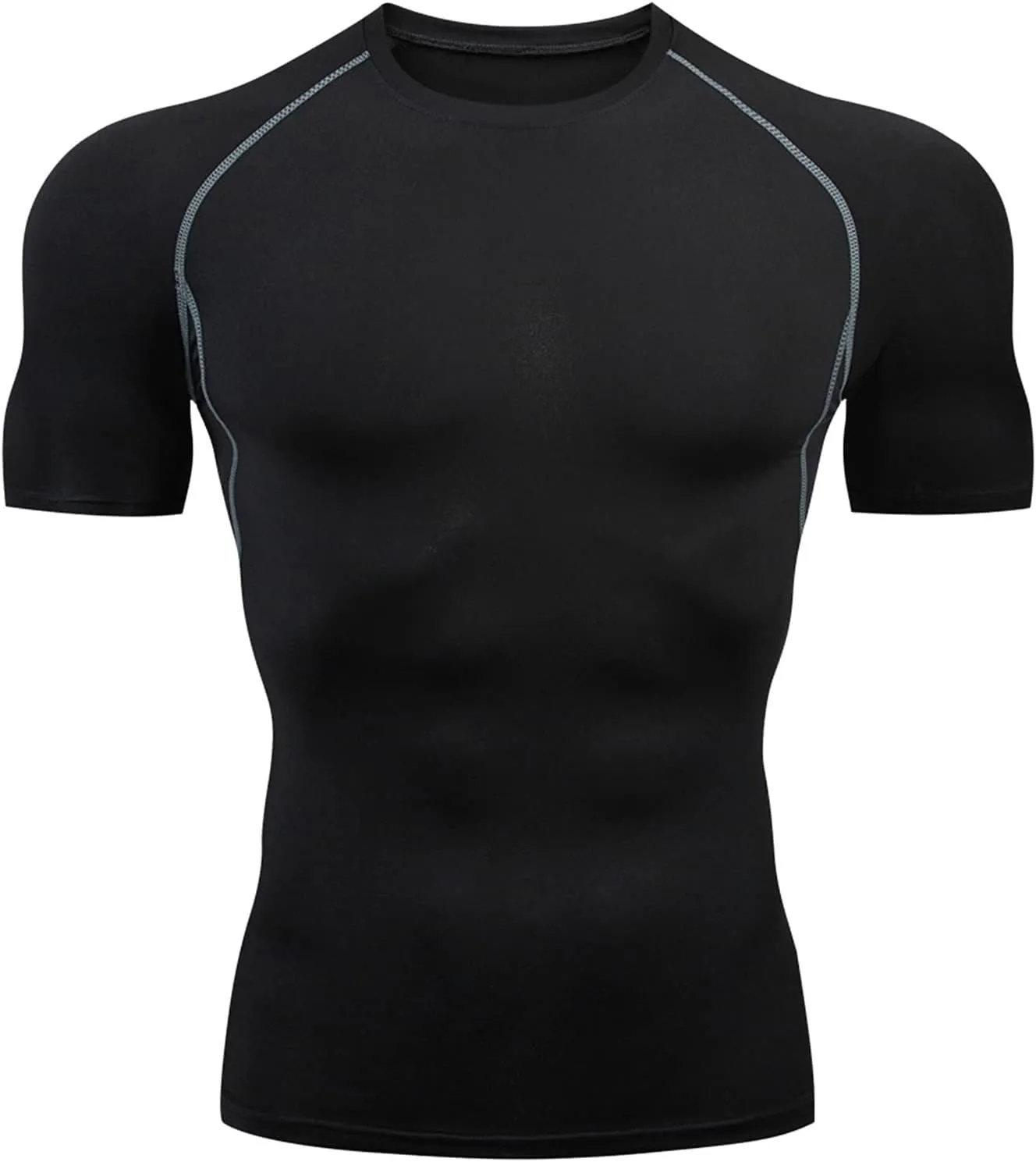 Mens Compression Shirt Short SleeveGynecomastia Tummy Control Back Support Undershirt Dry Fit Tall Slim Tees