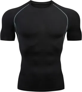 Mens Compression Shirt Short SleeveGynecomastia Tummy Control Back Support Undershirt Dry Fit Tall Slim Tees