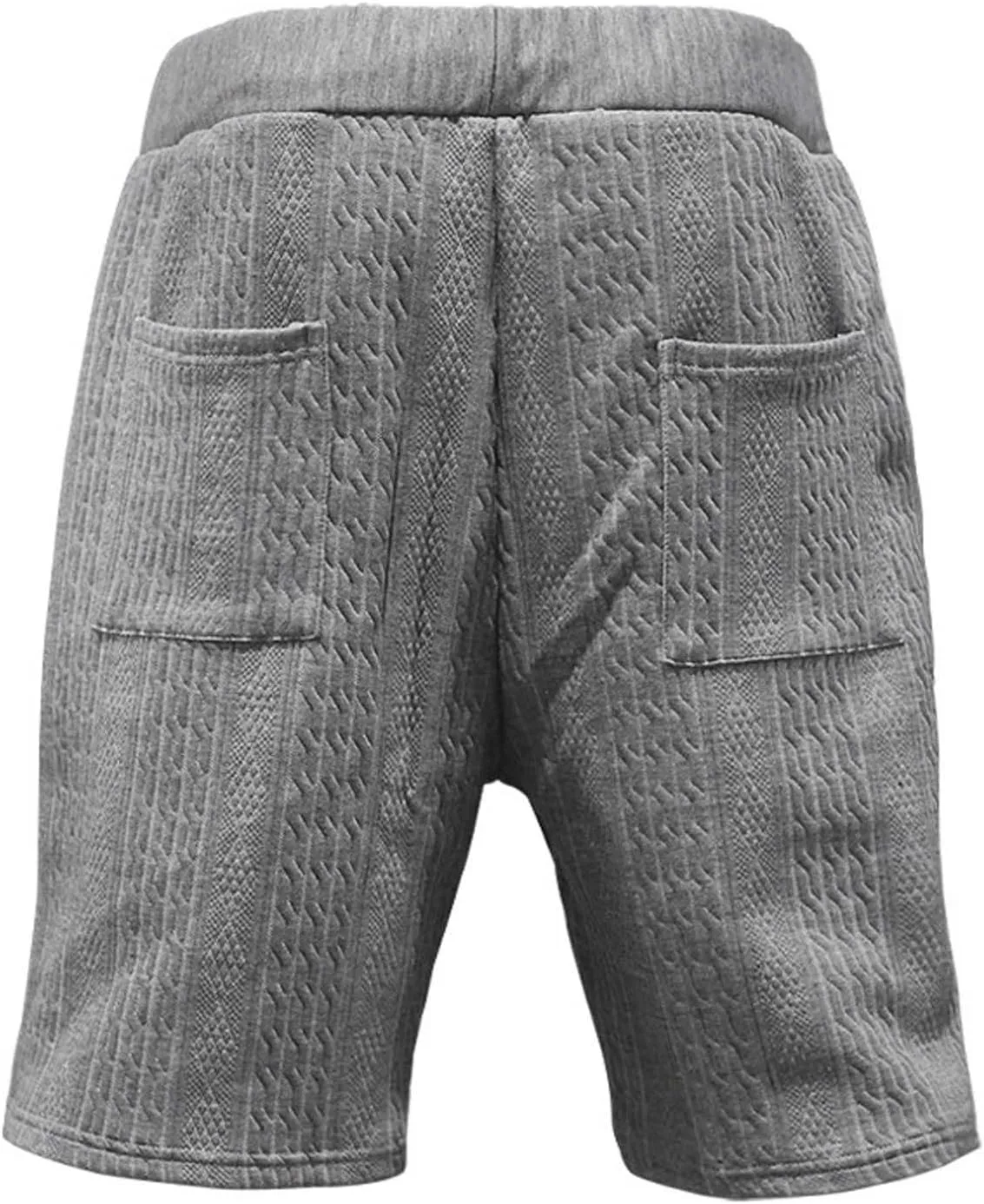 Men's Jacquard Print Bermuda Shorts, Solid Casual Summer Sports Clothes Loose Comfy Wide Leg Short Pants with Pockets