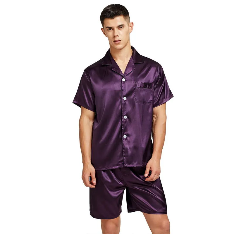 Men's Satin Silk Pajama Night Suit Set