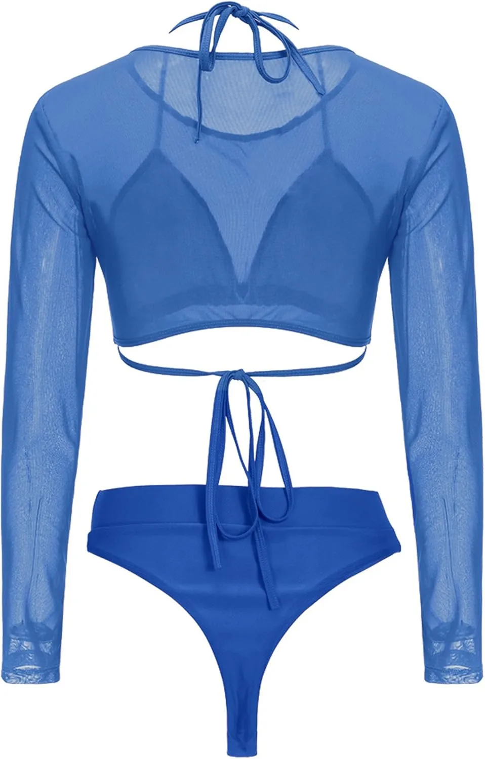 Meyeeka Womens Sexy High Waist Rash Guard Swimwear Long Sleeve 3PCS Swimsuit