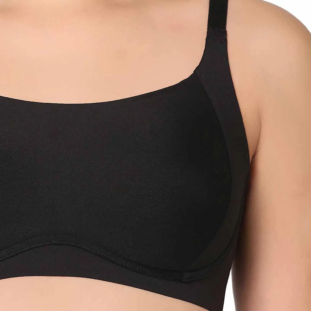 New Normal Padded Non-wired  Full  Cup Everyday Wear Full coverage T-Shirt Bra - Black