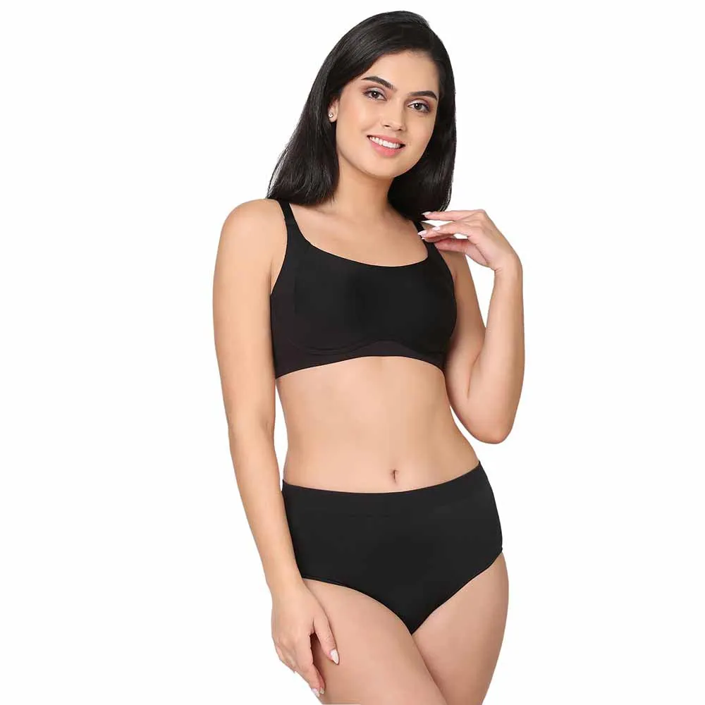 New Normal Padded Non-wired  Full  Cup Everyday Wear Full coverage T-Shirt Bra - Black