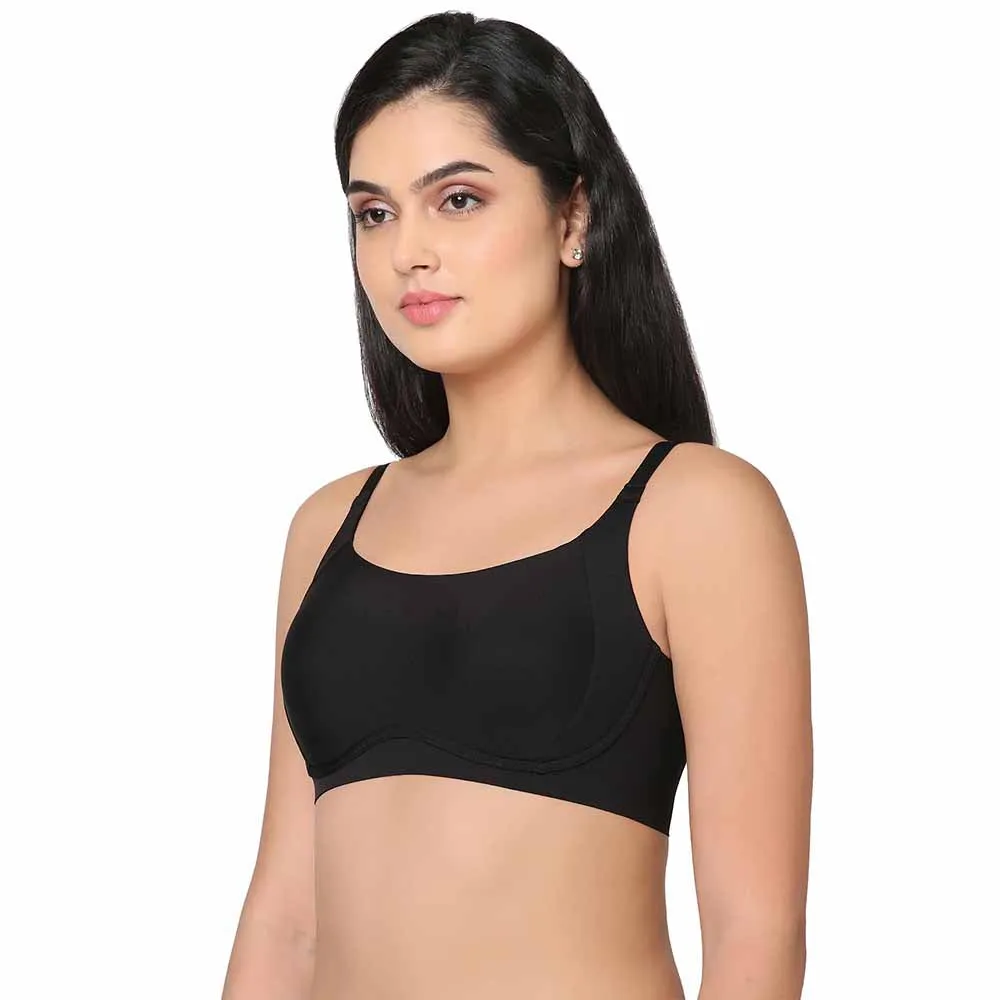 New Normal Padded Non-wired  Full  Cup Everyday Wear Full coverage T-Shirt Bra - Black