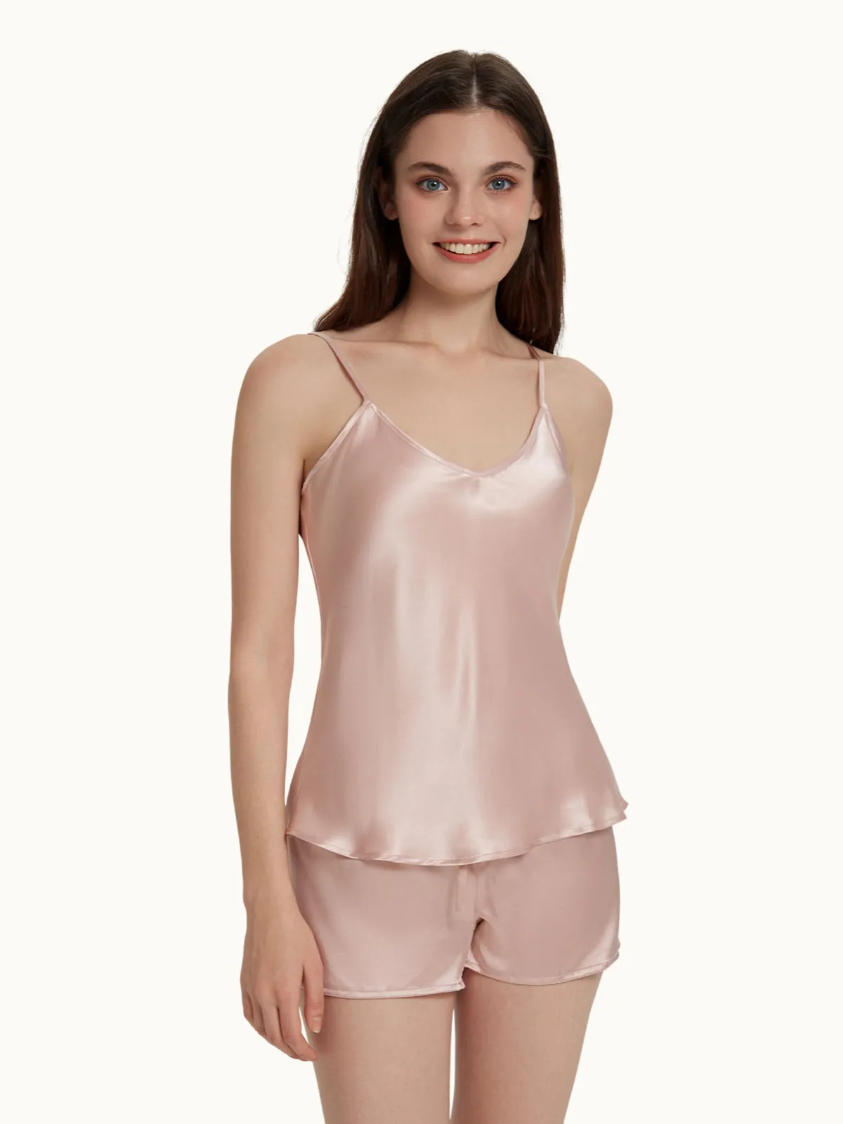 Pink Washable Silk Camisole Set
