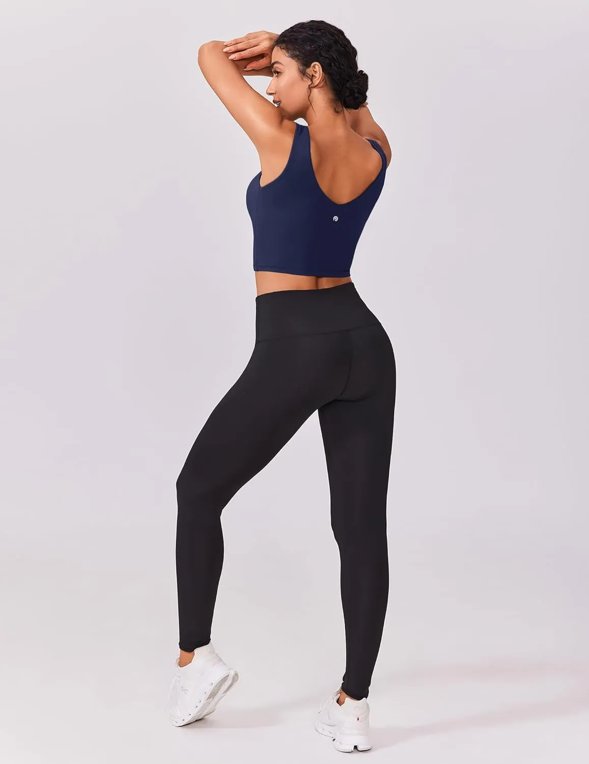 PINSPARK Sports Bras for Women Built in Bras Padded Yoga Bra V Neck Longline Workout Tank Tops with Removable Pads