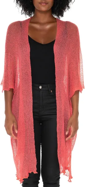 SHU-SHI Beach Kimono Coverups for Women Summer Cardigans Lightweight Open Front Cover Up Knit Sheer Sweater