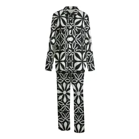 Sixty Eight 93 Logo White & Black Unisex Imitation Silk Pajama Set #2