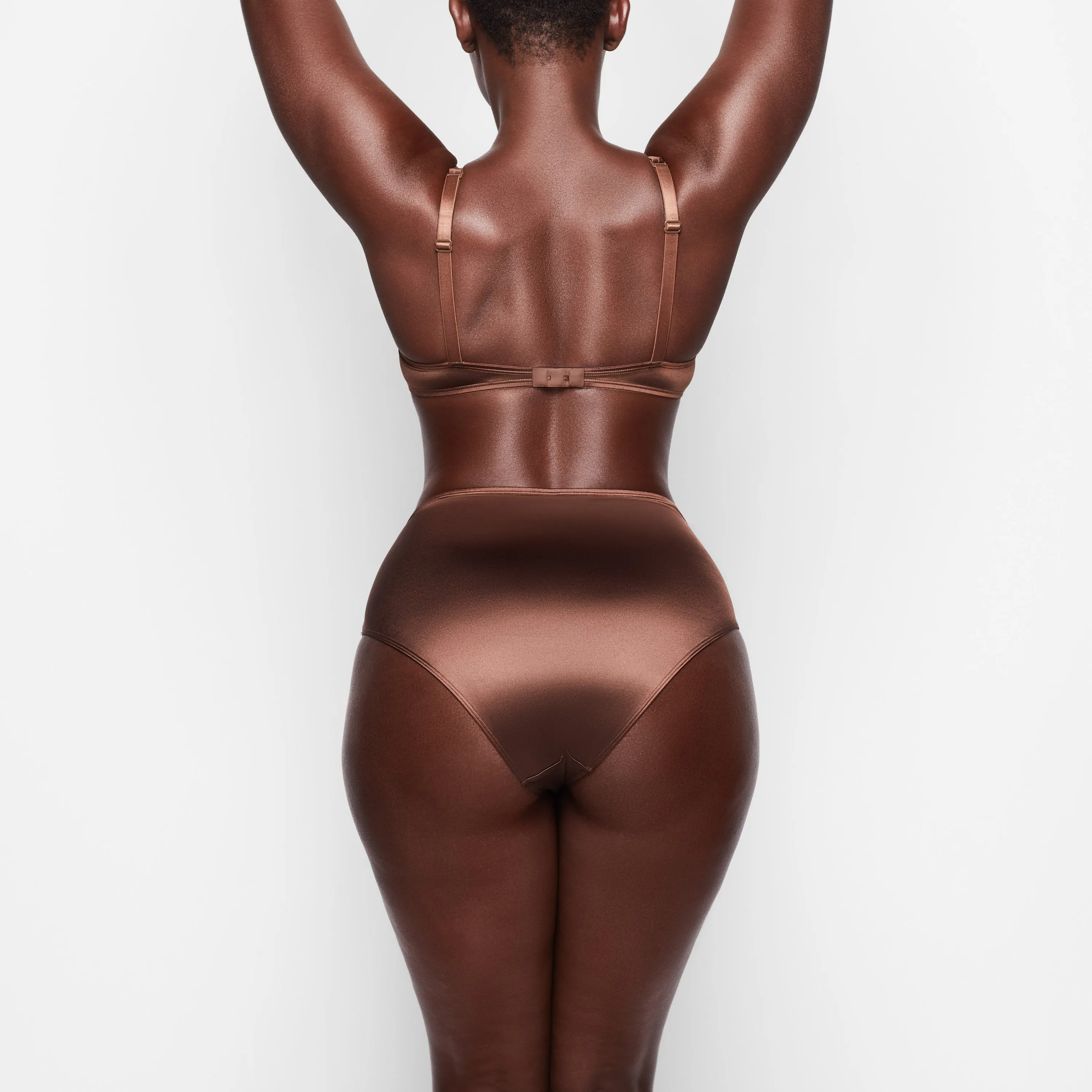 STRETCH SATIN HIGH WAISTED BRIEF | SMOKEY QUARTZ